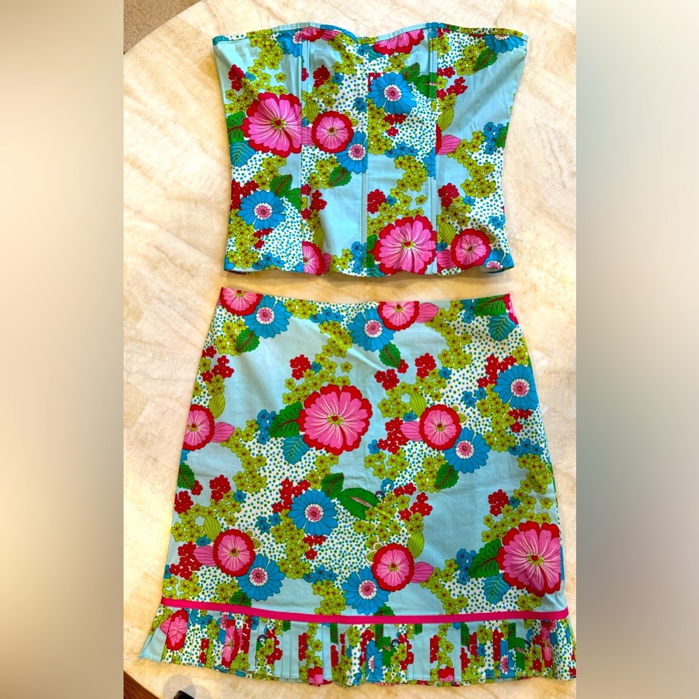 Vintage TICCI TONETTO Beautiful boned bustiers crop top tank with matching skirt